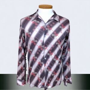 Gaucho Originals 60s men's rockabilly printed vintage polyester shirt Large